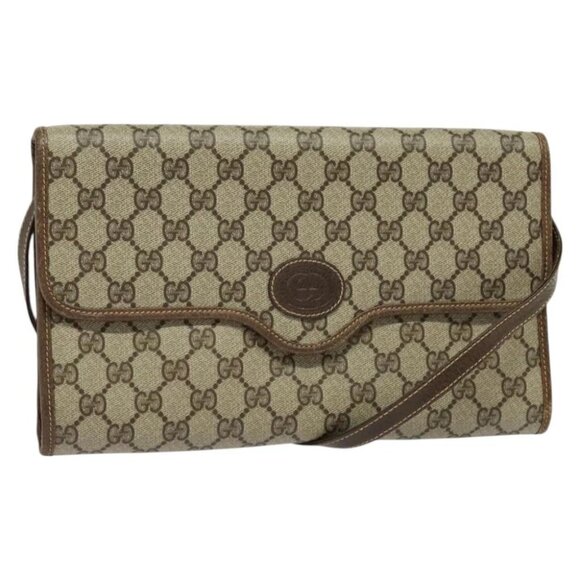 GUCCI GG Supreme Shoulder Bag PVC Beige Gold - Picture 1 of 15
